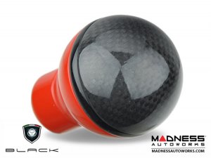 FIAT 500 Gear Shift Knob - Black Italy - Carbon Fiber Top/ Red Base